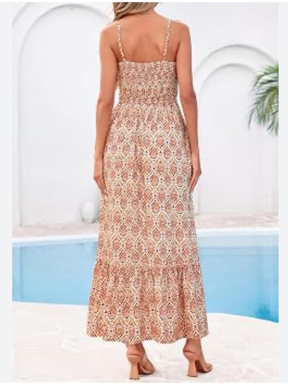 fab'rik Mia Orange Print Tiered Maxi Dress in size Large *New